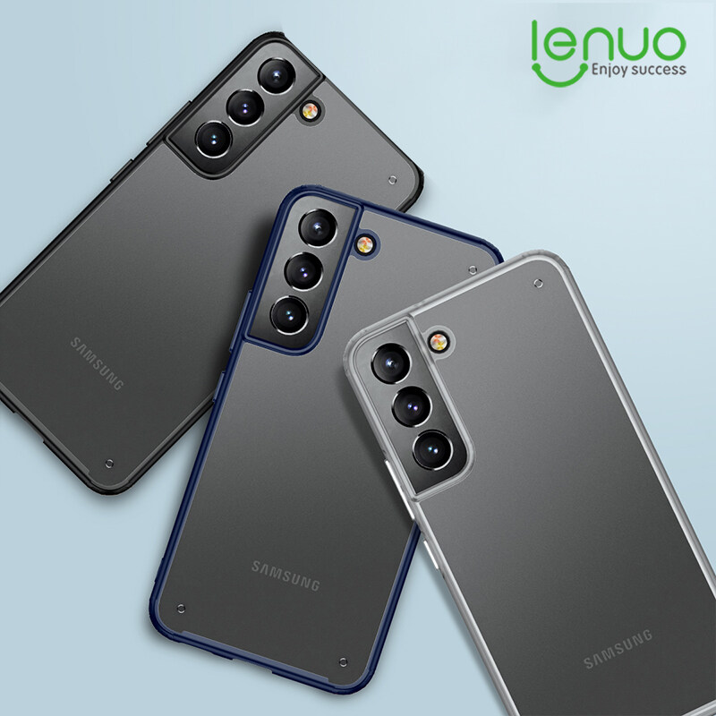 Lenuo for Samsung Galaxy S22 / S22+ / S22 Plus / S22 Ultra Case - 4-corner Shockproof Protection Flexible Silicon Bumper + PC Frosted Semi Transparent Back Cover