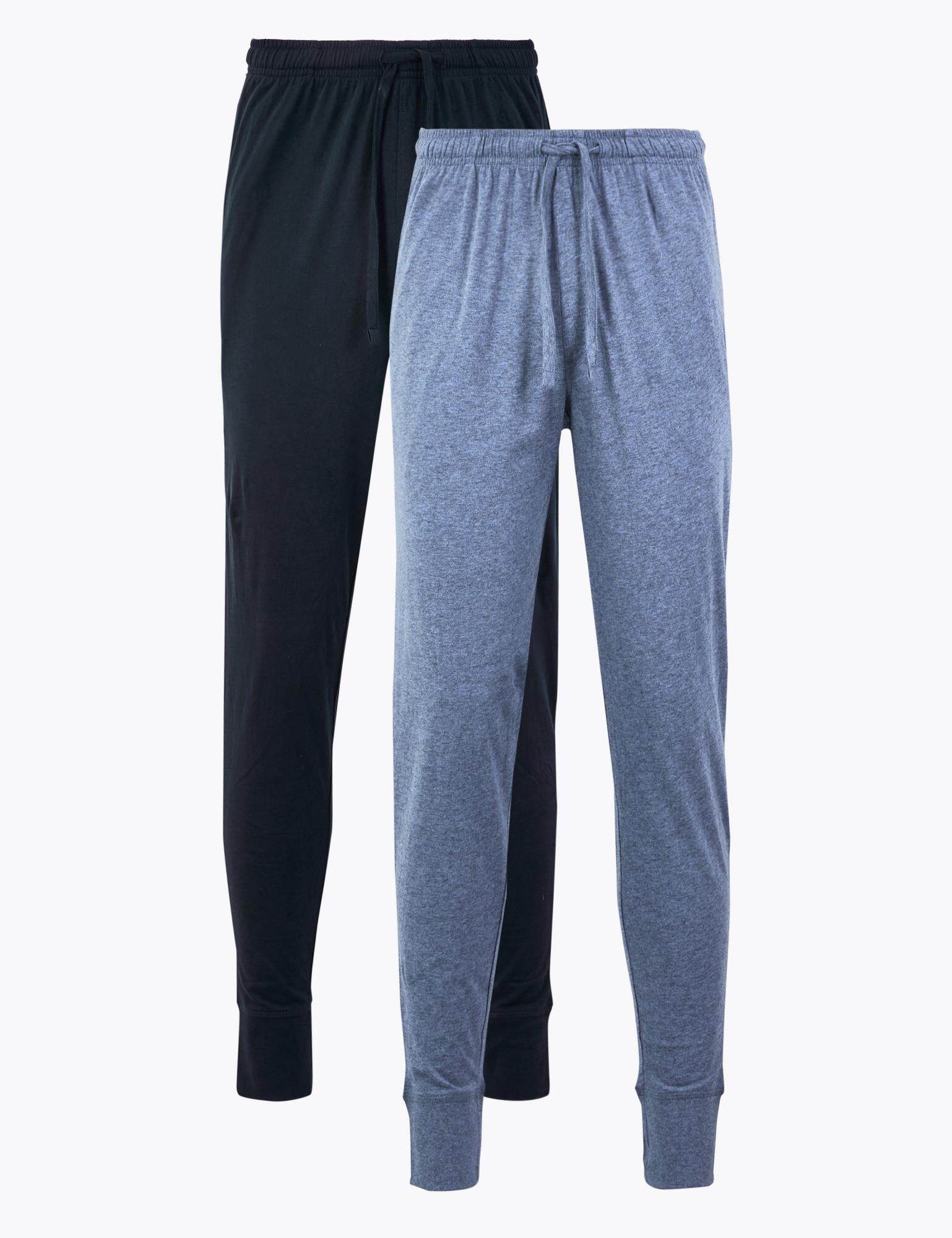 M&S 2 Pack Pure Cotton Cuffed Pyjama Bottoms