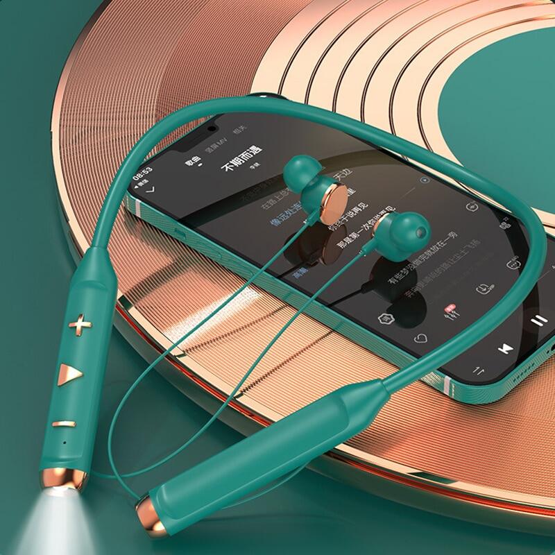 New Wireless Bluetooth Headset with Flashlight TWS Music Headset Bluetooth 5.1 Gaming Headset Sports Waterproof Earbuds Support SD Card for IOS Android 40 Hours Play Time