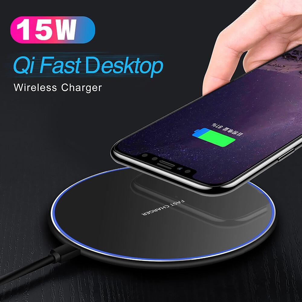 15W Super Fast Wireless Charger QC 3.0 Wireless Charing Pad with Type C Interface for Qi-Enabled Device