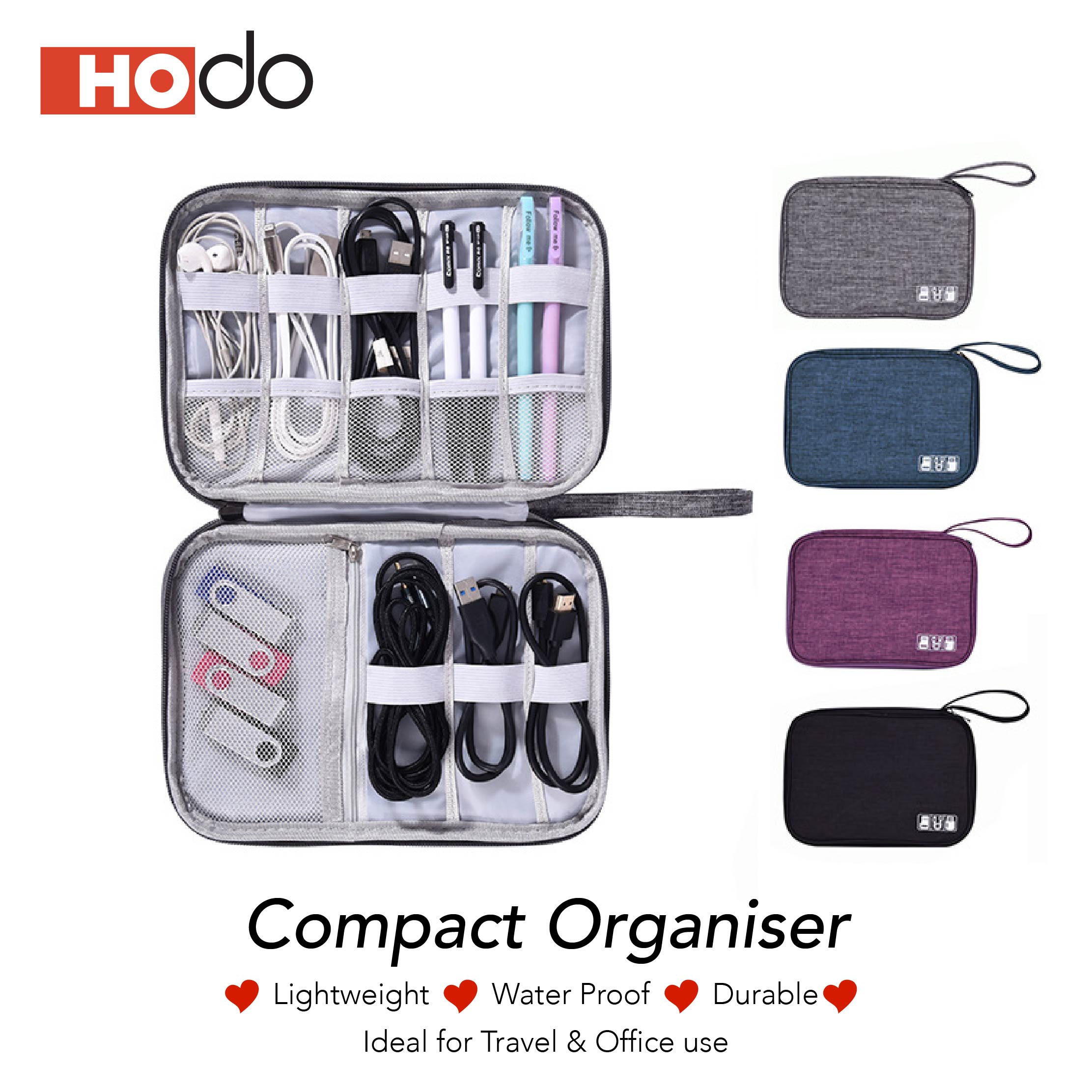 Hodo SG Ready Stock Travel Digital Storage Organiser Bag Portable Electronic Accessories Waterproof Dust-proof Multi-functional Compact USB Data Cable Wire Earphone Charger Power Organizer Kit Case Po