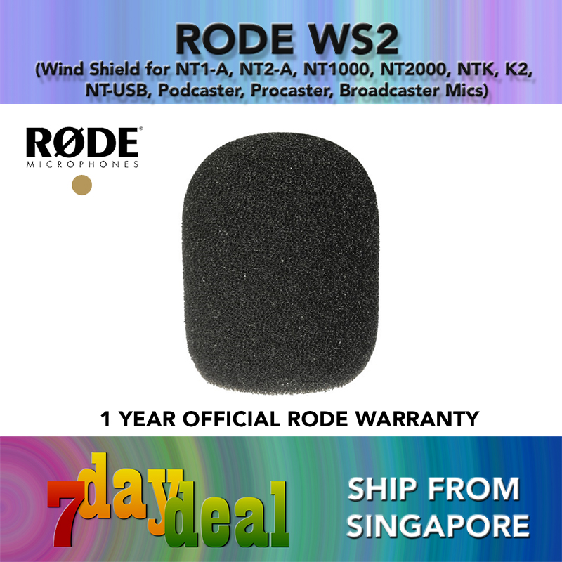 Rode WS2 Pop Filter / Wind Shield for NT1-A, NT2-A, NT1000, NT2000, NTK, K2, NT-USB, Podcaster, Procaster, Broadcaster Mics
