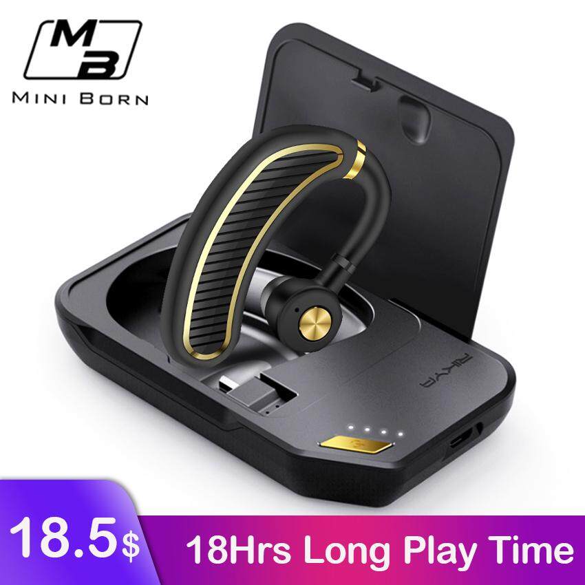Mini Born Wireless Earbud Bluetooth Headset Mini Stereo Sport Earphone Business Invisible Headphone Noise Canceling Earpiece with Microphone for Car Trucker Driving