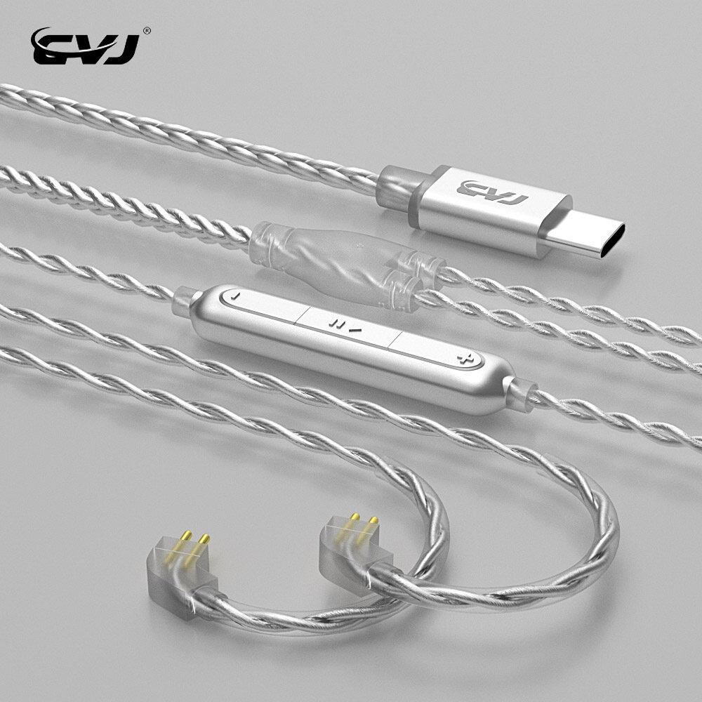 CVJ V5 Replacement Earphone Cable With Mic TYPE C DAC Dongle HD-Decoded Lossless HiFi Cable Upgraded Earbuds Wire 2Pin 0.75mm/0.78mm Upgrade Headset Line For BLON BL03 Moondrop Aria KATO KZ EDX ZSN Pr
