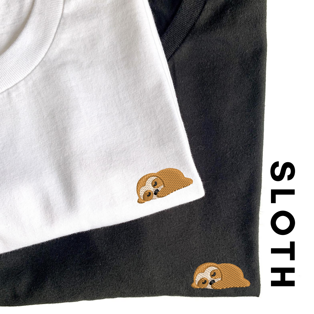 T92 Sleepy Sloth Embroidery T-Shirts (Unisex)