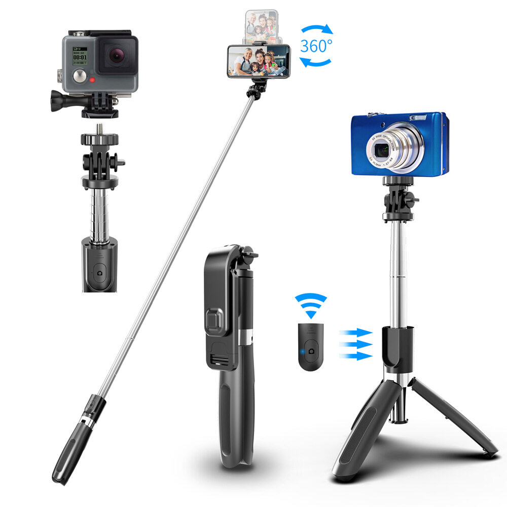 [Amorus Selfie Stick] 1 Meter Length  gopro camera Tripod phone Selfie Stick Tripod Stand L02 Wireless Bluetooth Control Cellphone Selfie Stick for 4.0-6.2 inches hp phones with tripod + Bluetooth sel
